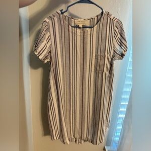 Cloth & Stone Striped Dress - Cream and Brown